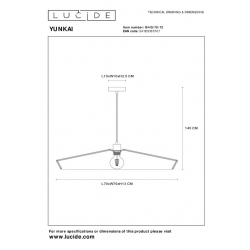 YUNKAI LAMPA WISZĄCA 10413/70/72 Lucide
